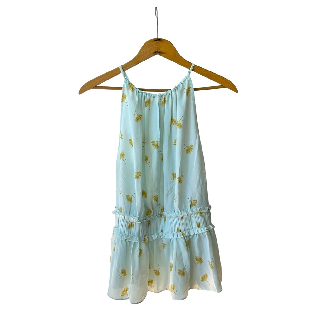 NWT Joie | Women’s Light Turquoise gathered waist tank top key hole front size M